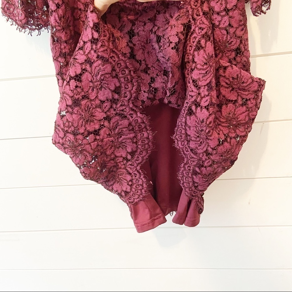 Skies are Blue | Lace Cold Shoulder Dress size Medium, M, Wine/Burgundy color. - Picture 7 of 13